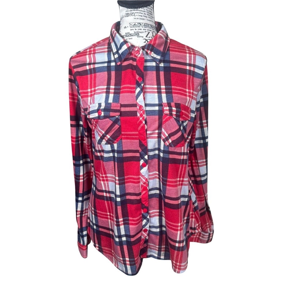 Women's Red‎ Plaid Button-Down Shirt
